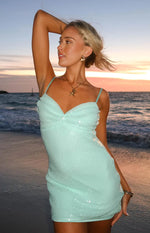 Honey Aqua Sequin Mini Dress