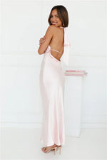 Majestic Girl Halter Satin Maxi Dress