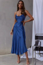 Midnight Muse Strappy Back Midi Dress Blue