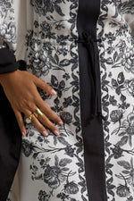 Rikki | Black & White Long-Sleeve Maxi Dress With Tie Waist