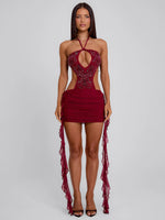 Geraldine Mini Dress Burgundy