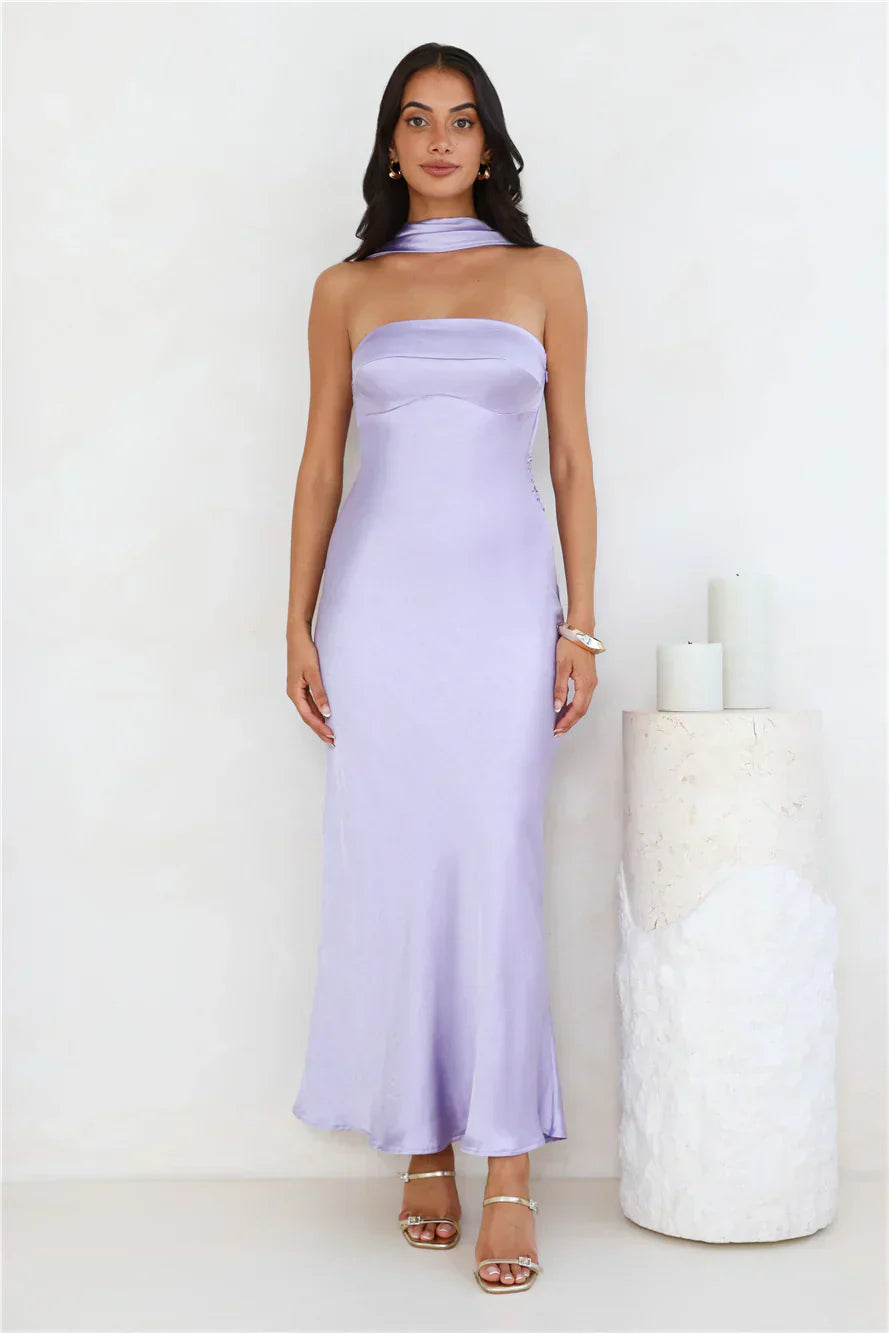 Precious Pearl Satin Maxi Dress