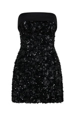 All In Strapless Sequin Mini Dress Black