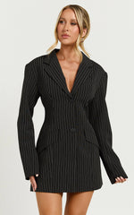 Lioness - Leo Dress in Onyx Pinstripe