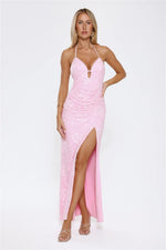 Glittered Passion Lace Maxi Dress Pink