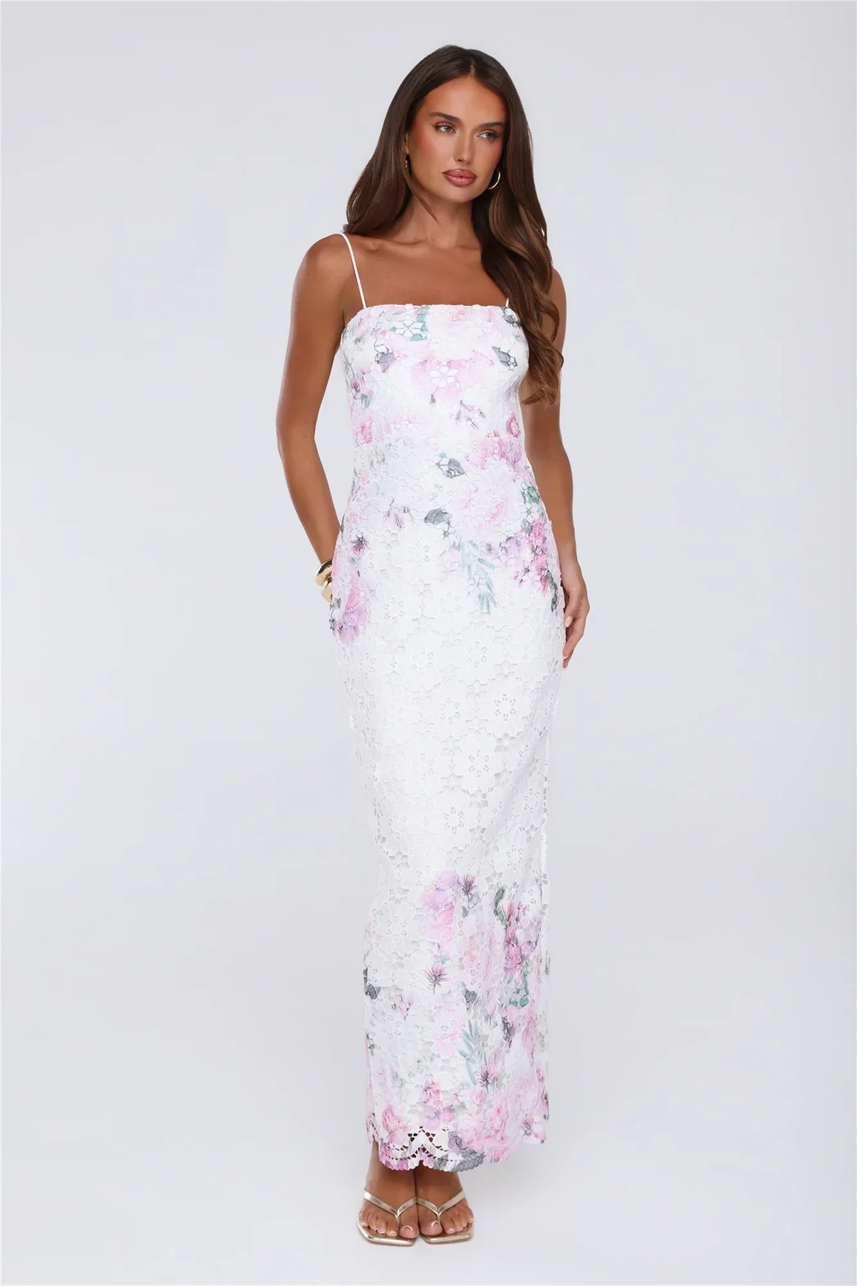 Wardrobe Flex Embroidered Maxi Dress White