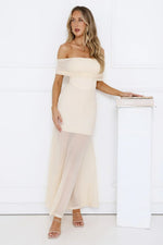 Lumière Off Shoulder Mesh Maxi Dress