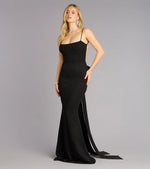 Gwendolyn Glitter Knit Bow-Back Mermaid Dress