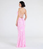 Acacia Iridescent Sequin Lace-Up Formal Dress