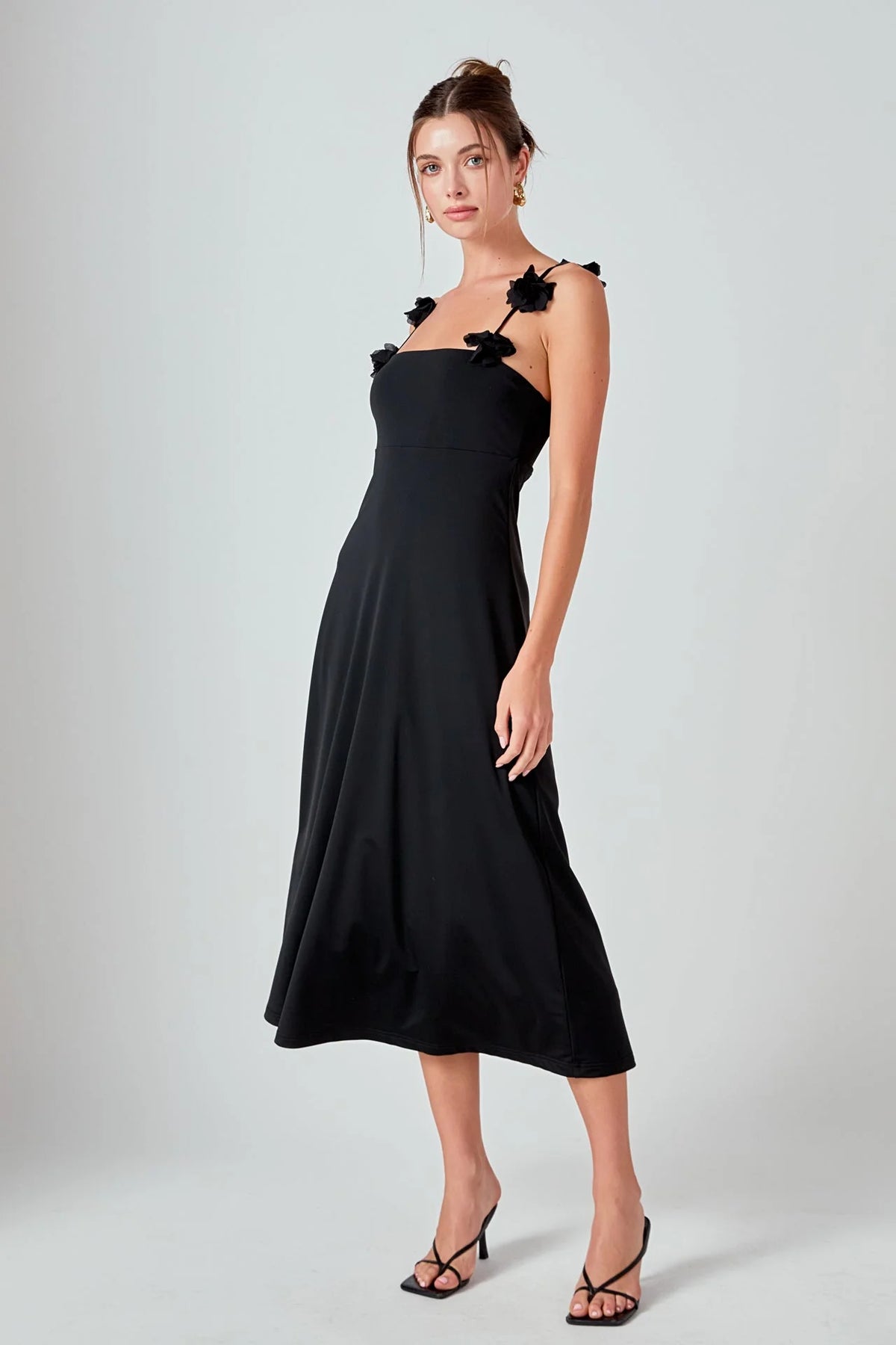 Rosette Shoulder Maxi Dress