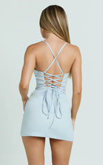 Melody Mini Dress - Sweetheart Bust Fitted Dress in Blue