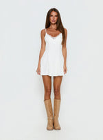 Bloomie Lace Godet Mini Dress White