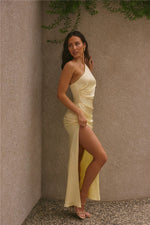 Olive Branch One Shoulder Maxi Dress Yellow