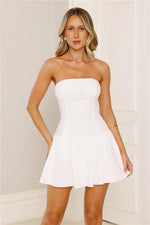 Hibiscus Kiss Strapless Mini Dress White