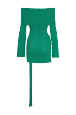 Camryn Off Shoulder Tie Knit Mini Dress - Green
