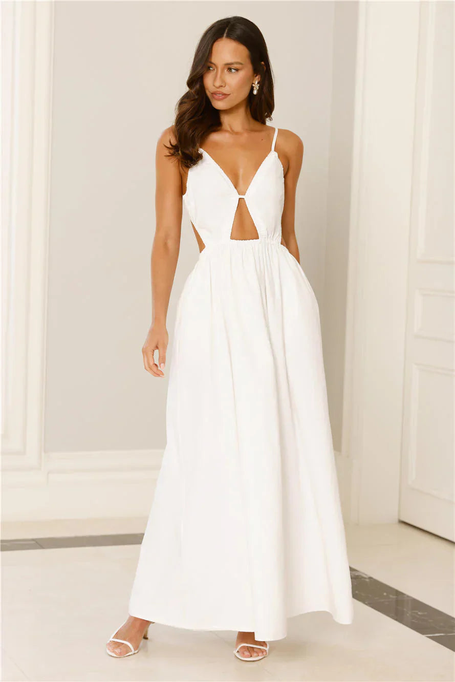 Lantern Trail Maxi Dress White
