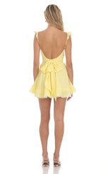 Embroidered Trim A-line Dress in Yellow