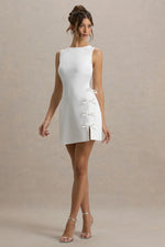 Kalina | White Mini Dress With Bow Detail