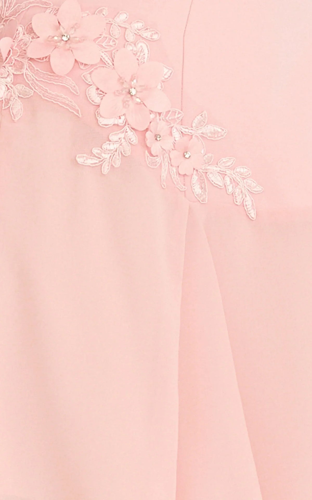 Penny Mini Dress - Strapless Corset Bodice Floral Embellished Godet Dress in Soft Pink