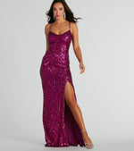 Regina Lace-Up Mermaid Sequin Mesh Formal Dress