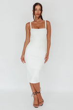 Georgia Square Neckline Midi Dress White