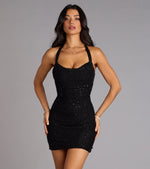 Madilyn Sequin Beaded Halter Mini Dress