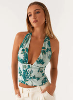 Lets Pretend Halterneck Top - Cloud Nine Floral