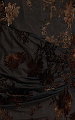 Karlene Midi Dress - Ruched Corset Burnout Dress in Black and Brown