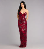 Mollie Sequin Bead Column Formal Dress