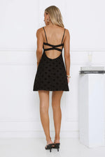 Night Moves Polka Dot Mini Dress Black