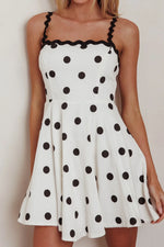 Won Me Over Polka Dot Ric Rac Mini Dress White