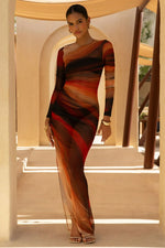 Barzilio | Ombre Long-Sleeve Bodycon Maxi Dress