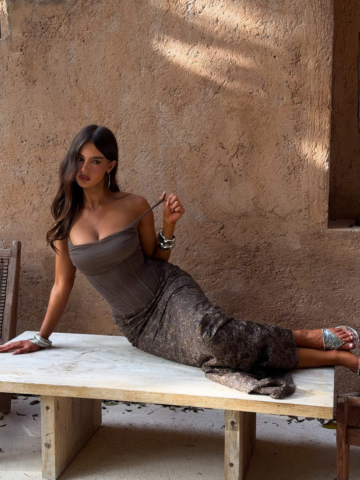 Hadlai Maxi Dress Brown