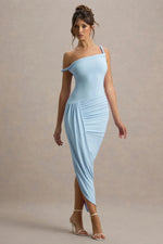 Angelique | Powder Blue Twisted Asymmetric Maxi Dress