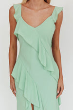 Johannson Ruffle Trim Maxi Dress Pistachio