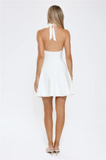 Wink Wink Halter Knit Mini Dress White