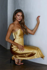 Ma Jolie Strapless Midi Dress Gold