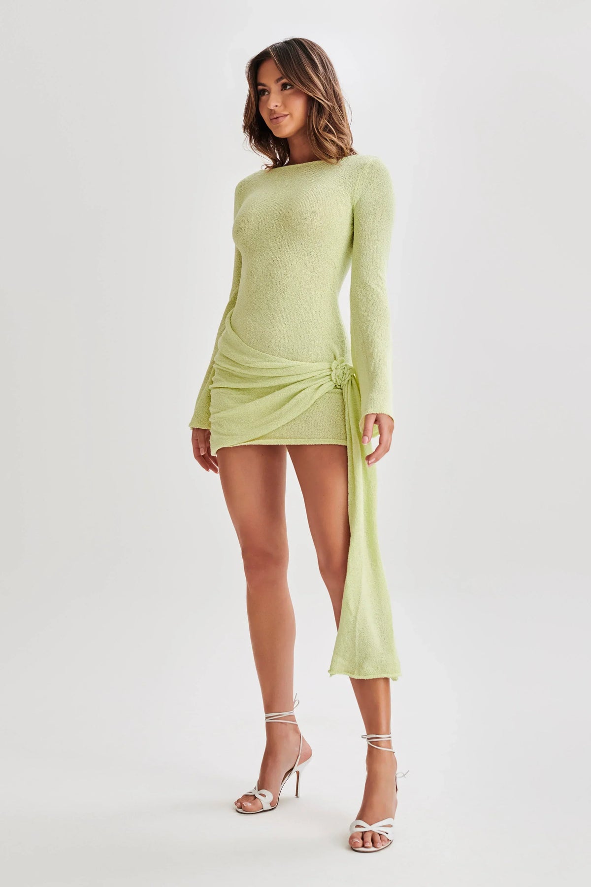 Liana Long Sleeve Knit Mini Dress - Apple