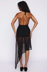 Dangerous Eyes Asymmetric Mini Dress Black