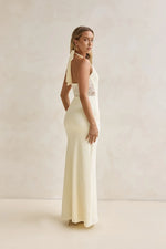 Seaside Glow Halter Maxi Dress Yellow