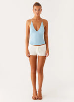 Ollie Knit Halter Top - Blue