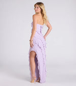 Gabby Formal Mesh Strapless Ruffle Long Dress
