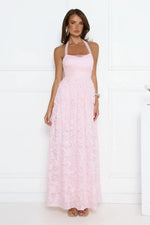 Magnetic Luxe Halter Maxi Dress Pink