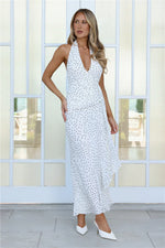 Polka Dot Love Halter Maxi Dress White