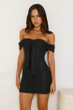 Dainty Number Off Shoulder Lace Mini Dress