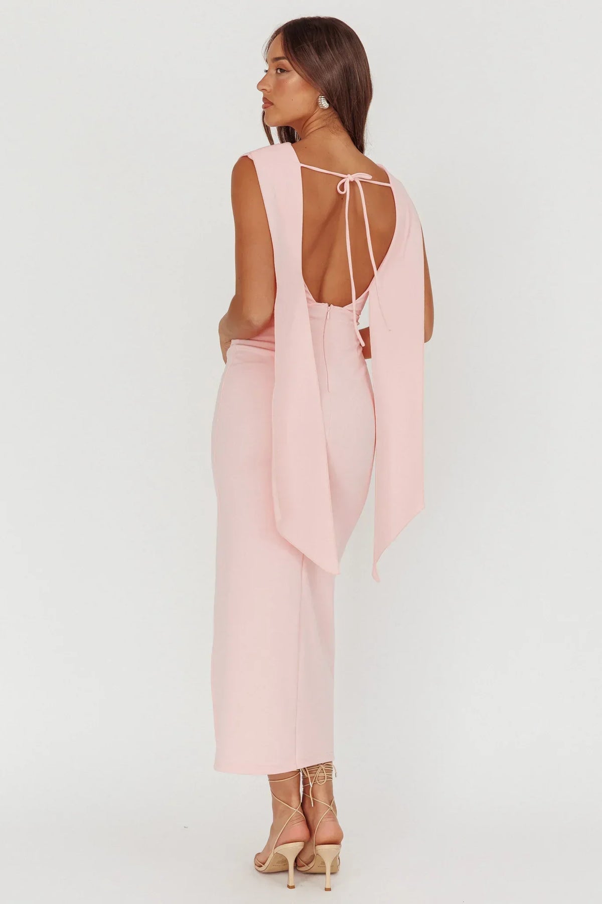 Looks Of Love Shoulder Sash Maxi Dress Pink