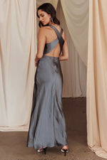 Moonlight Mirage Criss-Cross Back Maxi Dress Charcoal