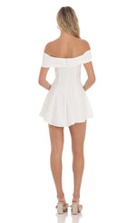 Front Bow Off Shoulder Dress in White