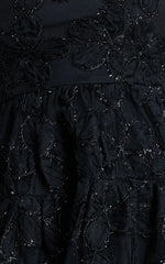 Marzy Mini Dress Strapless Floral Detail Lace Fit and Flare Dress in Black