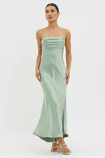 Moon Song Strapless Laced Back Dress Matcha